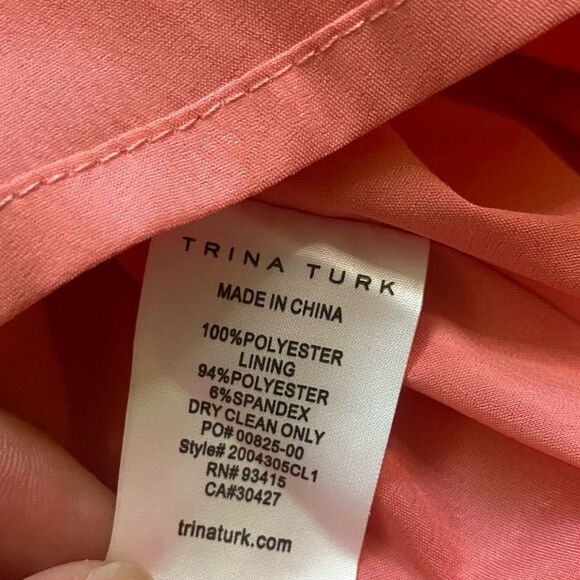 Trina Turk Coral Lemonade Short Sleeve V-Neck Sheath Mini Dress - Picture 10 of 13